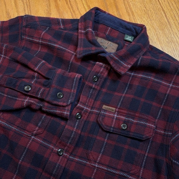 Orvis Other - Orvis‎ Flannel Shirt Mens Medium Red Blue Buffalo Plaid Heavyweight Shacket